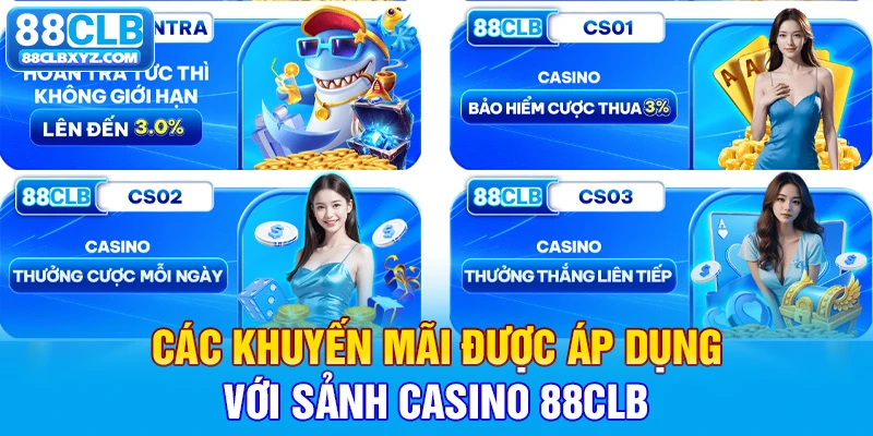 Các khuyến mãi được áp dụng với sảnh casino 88CLB